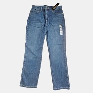 Lee Womens Relaxed Fit Straight Leg High Rise‎ Jeans 10 Slimming Medium Wash NWT